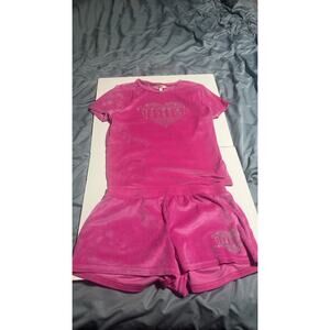 Juicy Couture Pink Velour Rhinestone Sleep Set M
